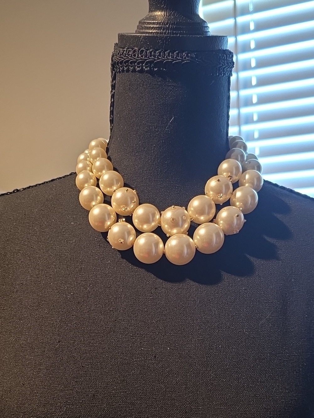 Source Unknown Triple-Strand Champagne Pearl Necklace